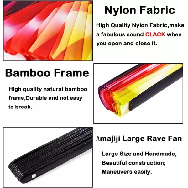 Amajiji Large Folding Fan ChineaseJapanese Bamboo and NylonCloth Folding Hand Fan Hand Folding Fans for WomenMen Hand Fan Festival Fan Gift Fan Folding Fan Dance Fan Black atChiba ight