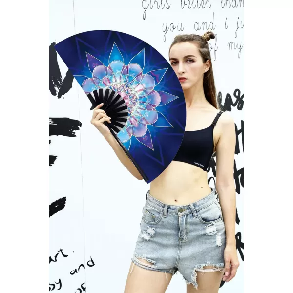 Amajiji Large Folding Fan ChineaseJapanese Bamboo and NylonCloth Folding Hand Fan Hand Folding Fans for WomenMen Hand Fan Festival Fan Gift Fan Folding Fan Dance Fan Black atBlue lower