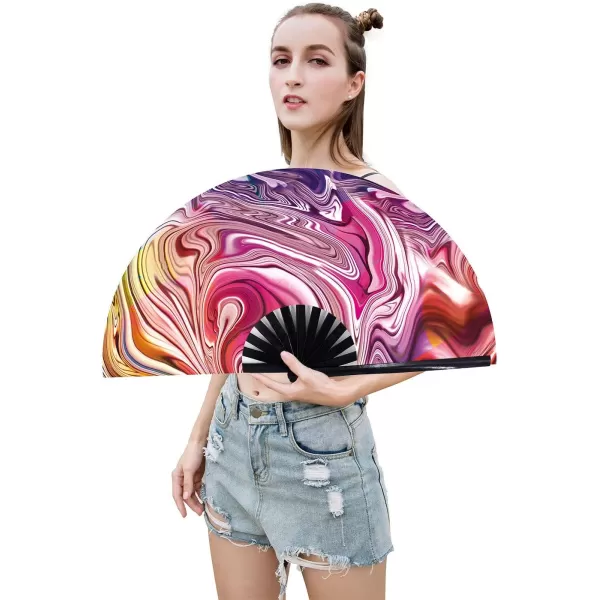 Amajiji Large Folding Fan ChineaseJapanese Bamboo and NylonCloth Folding Hand Fan Hand Folding Fans for WomenMen Hand Fan Festival Fan Gift Fan Folding Fan Dance Fan Chiba ightSunset ream