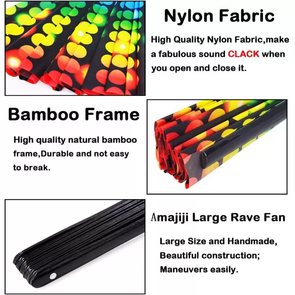 Amajiji Large Folding Fan ChineaseJapanese Bamboo and NylonCloth Folding Hand Fan Hand Folding Fans for WomenMen Hand Fan Festival Fan Gift Fan Folding Fan Dance Fan Chiba ightFestival ighting