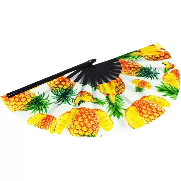 Amajiji Large Folding Fan ChineaseJapanese Bamboo and NylonCloth Folding Hand Fan Hand Folding Fans for WomenMen Hand Fan Festival Fan Gift Fan Folding Fan Dance Fan Black atPineapple