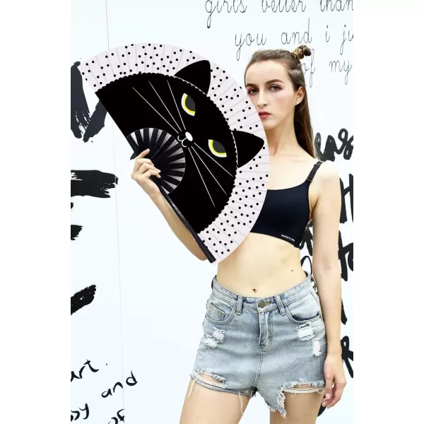 Amajiji Large Folding Fan ChineaseJapanese Bamboo and NylonCloth Folding Hand Fan Hand Folding Fans for WomenMen Hand Fan Festival Fan Gift Fan Folding Fan Dance Fan Chiba ightBlack at