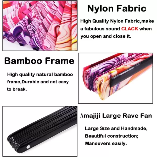 Amajiji Large Folding Fan ChineaseJapanese Bamboo and NylonCloth Folding Hand Fan Hand Folding Fans for WomenMen Hand Fan Festival Fan Gift Fan Folding Fan Dance Fan Chiba ightSunset ream