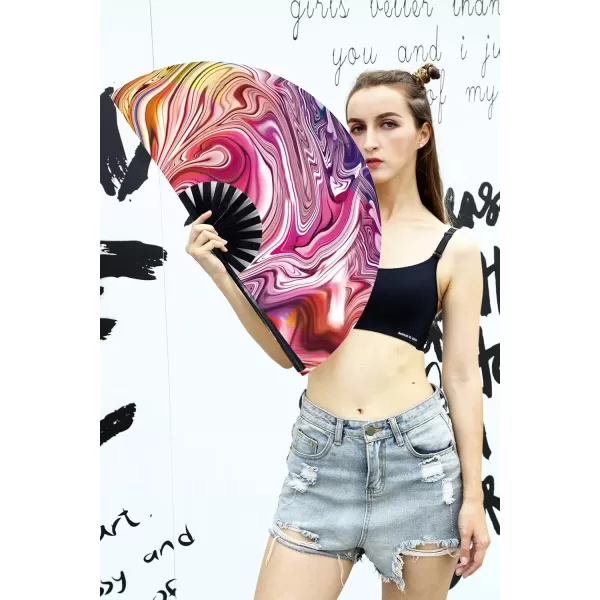 Amajiji Large Folding Fan ChineaseJapanese Bamboo and NylonCloth Folding Hand Fan Hand Folding Fans for WomenMen Hand Fan Festival Fan Gift Fan Folding Fan Dance Fan Chiba ightSunset ream
