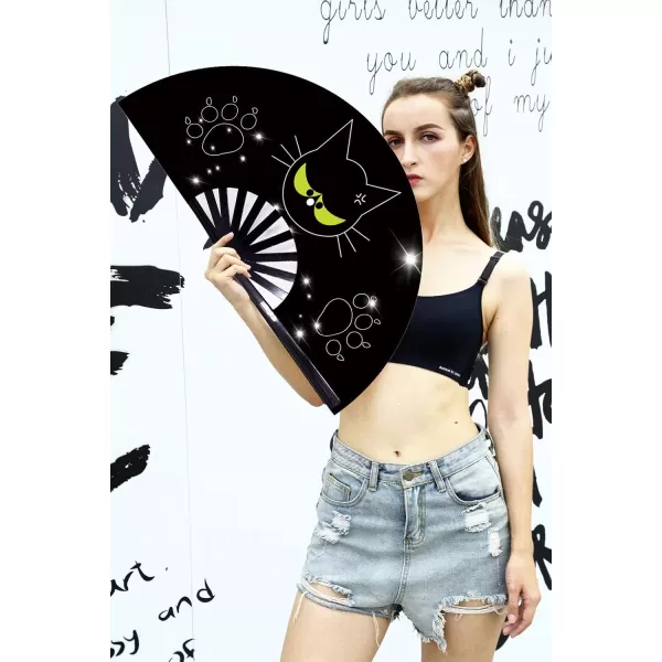 Amajiji Large Folding Fan ChineaseJapanese Folding NylonCloth Hand Fan Women Hand Folding Fans Hand Fan Gift fan Craft fan Folding Fan Dance Fan Anger