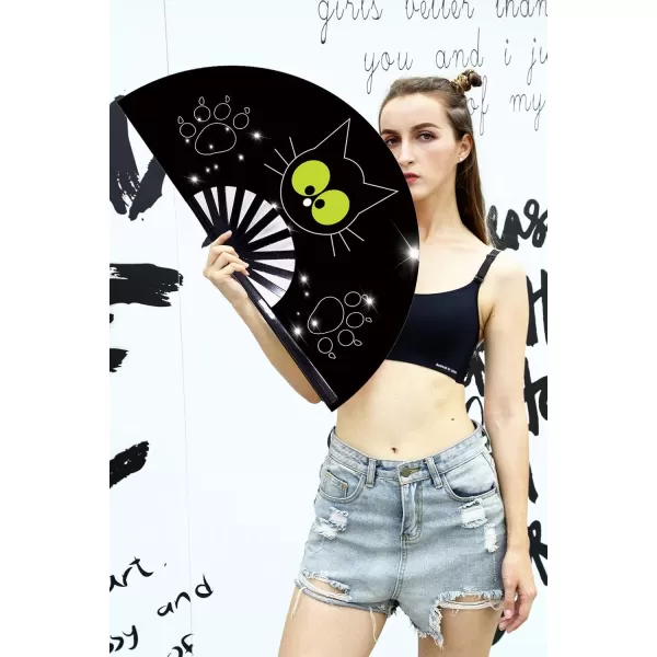 Amajiji Large Folding Fan ChineaseJapanese Folding NylonCloth Hand Fan Women Hand Folding Fans Hand Fan Gift fan Craft fan Folding Fan Dance Fan Surprised