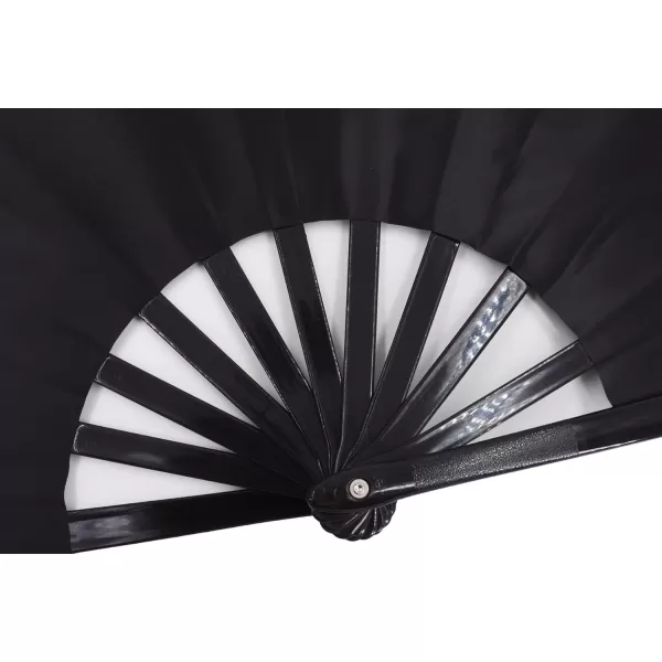 Amajiji Large Folding Fan ChineaseJapanese Folding NylonCloth Hand Fan Women Hand Folding Fans Hand Fan Gift fan Craft fan Folding Fan Dance FanBlack