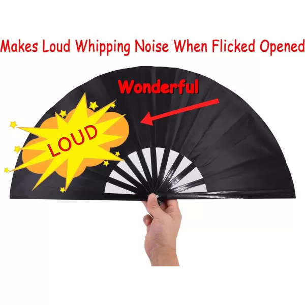 Amajiji Large Folding Fan ChineaseJapanese Folding NylonCloth Hand Fan Women Hand Folding Fans Hand Fan Gift fan Craft fan Folding Fan Dance FanBlack