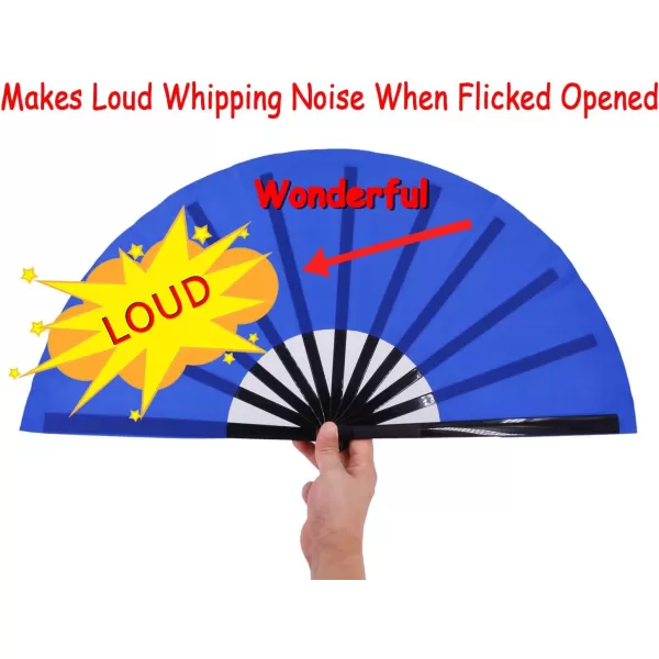Amajiji Large Folding Fan ChineaseJapanese Folding NylonCloth Hand Fan Women Hand Folding Fans Hand Fan Gift fan Craft fan Folding Fan Dance FanBlue