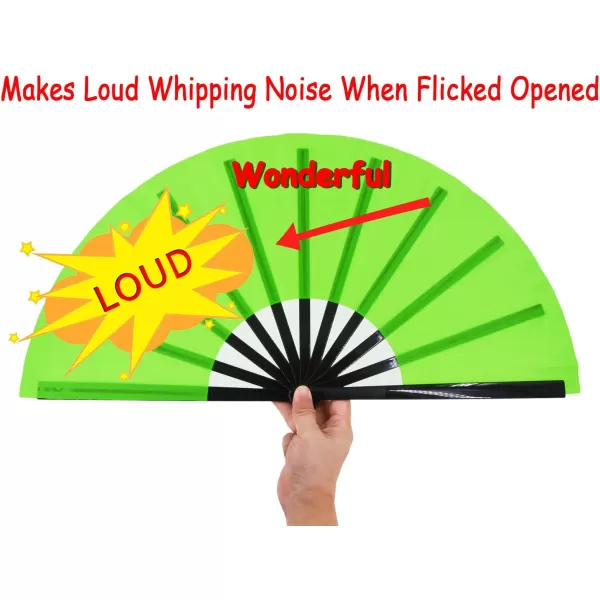 Amajiji Large Folding Fan ChineaseJapanese Folding NylonCloth Hand Fan Women Hand Folding Fans Hand Fan Gift fan Craft fan Folding Fan Dance FanGreen