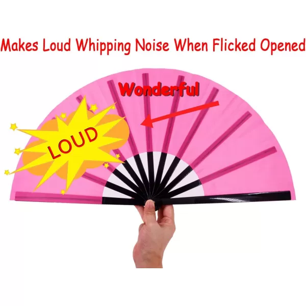 Amajiji Large Folding Fan ChineaseJapanese Folding NylonCloth Hand Fan Women Hand Folding Fans Hand Fan Gift fan Craft fan Folding Fan Dance FanPink