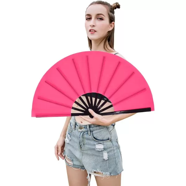 Amajiji Large Folding Fan ChineaseJapanese Folding NylonCloth Hand Fan Women Hand Folding Fans Hand Fan Gift fan Craft fan Folding Fan Dance FanPink