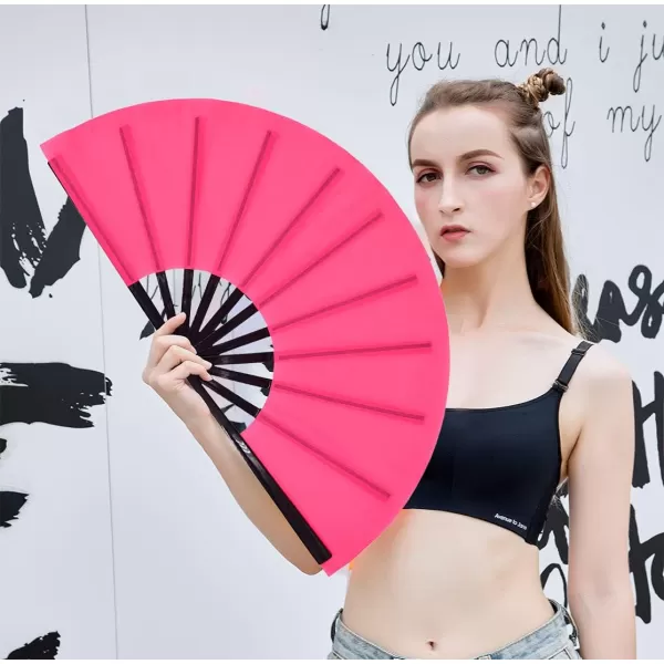 Amajiji Large Folding Fan ChineaseJapanese Folding NylonCloth Hand Fan Women Hand Folding Fans Hand Fan Gift fan Craft fan Folding Fan Dance FanPink