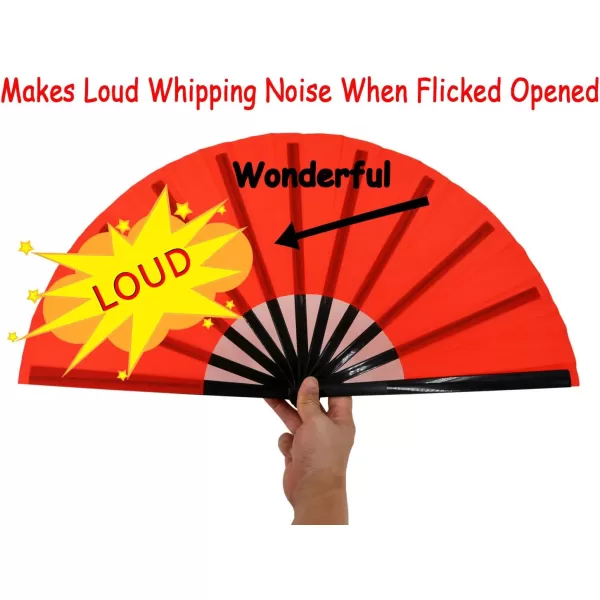 Amajiji Large Folding Fan ChineaseJapanese Folding NylonCloth Hand Fan Women Hand Folding Fans Hand Fan Gift fan Craft fan Folding Fan Dance FanRed