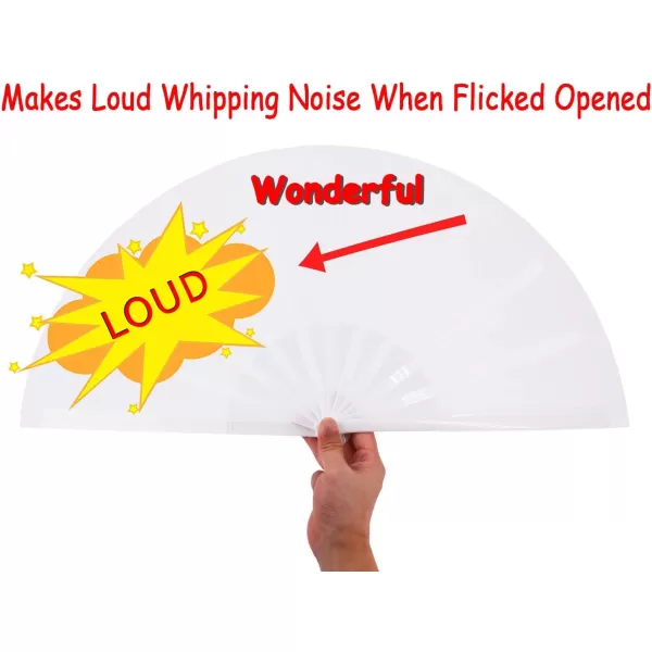 Amajiji Large Folding Fan ChineaseJapanese Folding NylonCloth Hand Fan Women Hand Folding Fans Hand Fan Gift fan Craft fan Folding Fan Dance FanWhite
