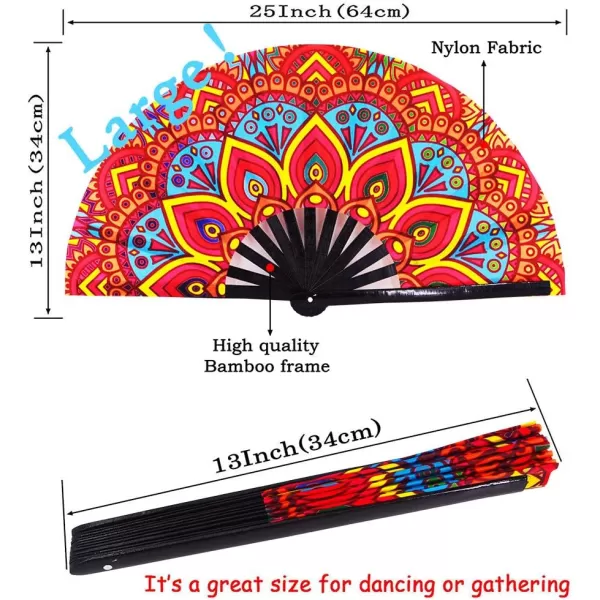 Amajiji Large Folding Fan Rave Festival Accessories for MenWomen ChineaseJapanese Bamboo Hand Fan Performance Decoration Gift Dance Handheld Fan PeacockFantasy Flowers