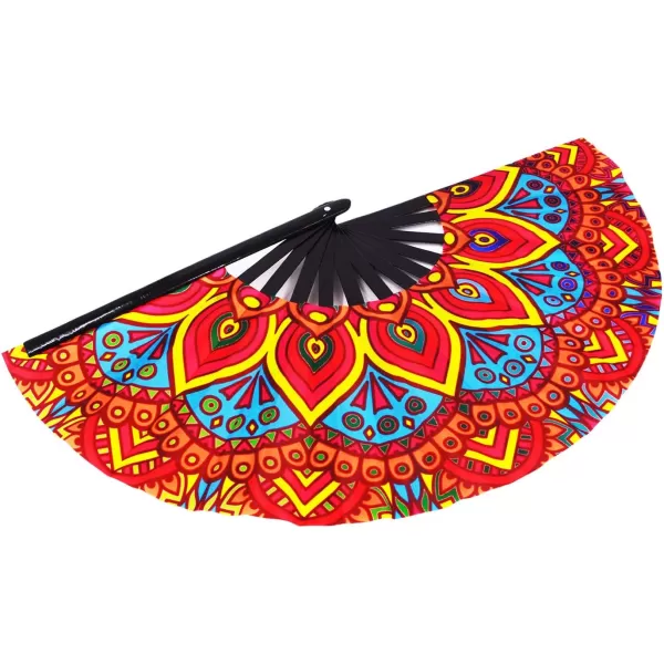 Amajiji Large Folding Fan Rave Festival Accessories for MenWomen ChineaseJapanese Bamboo Hand Fan Performance Decoration Gift Dance Handheld Fan PeacockFantasy Flowers