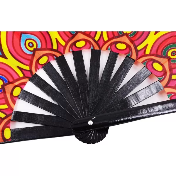 Amajiji Large Folding Fan Rave Festival Accessories for MenWomen ChineaseJapanese Bamboo Hand Fan Performance Decoration Gift Dance Handheld Fan PeacockFantasy Flowers