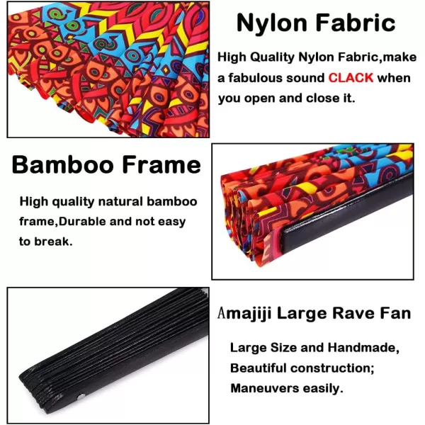 Amajiji Large Folding Fan Rave Festival Accessories for MenWomen ChineaseJapanese Bamboo Hand Fan Performance Decoration Gift Dance Handheld Fan PeacockFantasy Flowers