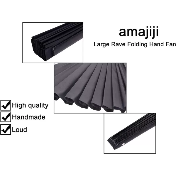 Amajiji Large Folding Fans Rave Festival Accessories for MenWomen Chinese Japanese Hand Fan Gift Fan Drag Queen Fan Performance Fan Dance Fan BlackBlack