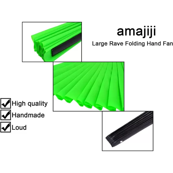 Amajiji Large Folding Fans Rave Festival Accessories for MenWomen Chinese Japanese Hand Fan Gift Fan Drag Queen Fan Performance Fan Dance Fan BlackGreen