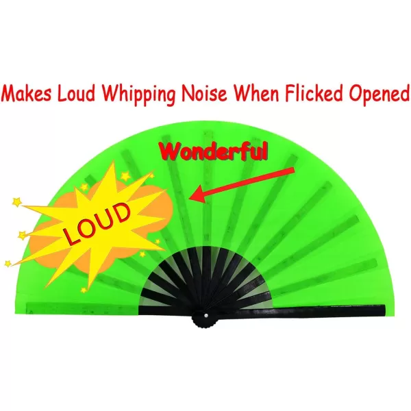 Amajiji Large Folding Fans Rave Festival Accessories for MenWomen Chinese Japanese Hand Fan Gift Fan Drag Queen Fan Performance Fan Dance Fan BlackGreen