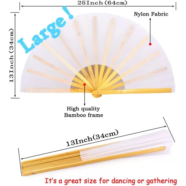 Amajiji Large Folding Fans Rave Festival Accessories for MenWomen Chinese Japanese Hand Fan Gift Fan Drag Queen Fan Performance Fan Dance Fan BlackWhite