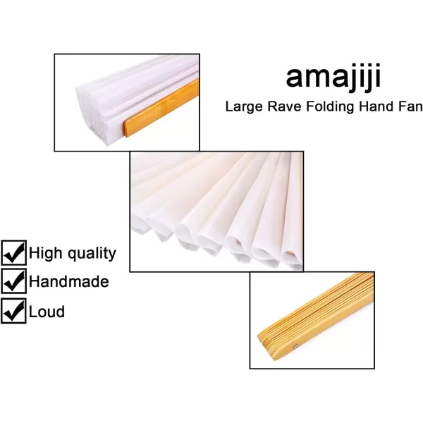Amajiji Large Folding Fans Rave Festival Accessories for MenWomen Chinese Japanese Hand Fan Gift Fan Drag Queen Fan Performance Fan Dance Fan BlackWhite