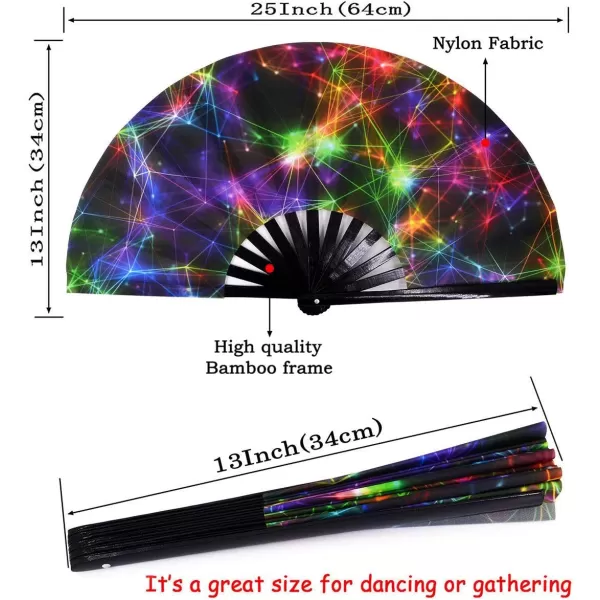 Amajiji Large Folding Fans Rave Festival Accessories for WomenMen ChineaseJapanese Bamboo and NylonCloth Perform Fan Hand Fan Gift Fan Craft Fan Dance Fan AM2Am5