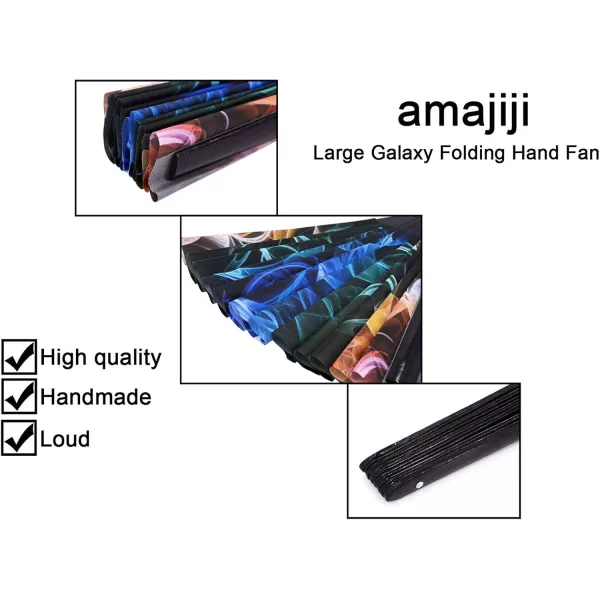 Amajiji Large Folding Fans Rave Festival Accessories for WomenMen ChineaseJapanese Bamboo and NylonCloth Perform Fan Hand Fan Gift Fan Craft Fan Dance Fan AM2Am2