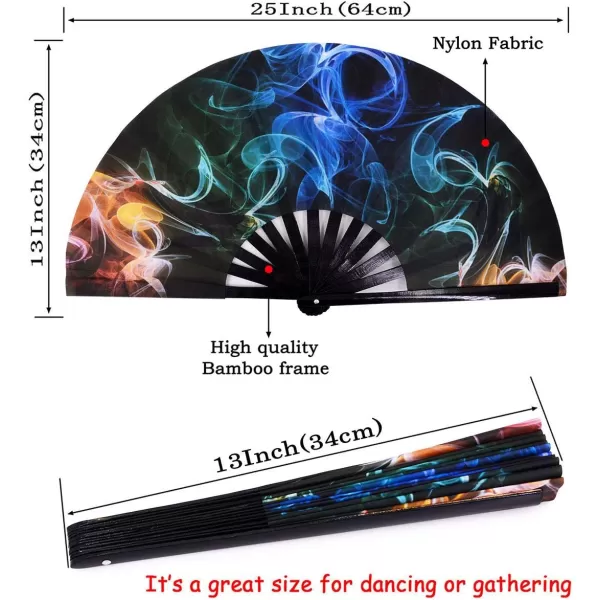 Amajiji Large Folding Fans Rave Festival Accessories for WomenMen ChineaseJapanese Bamboo and NylonCloth Perform Fan Hand Fan Gift Fan Craft Fan Dance Fan AM2Am2