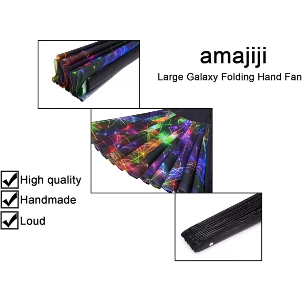 Amajiji Large Folding Fans Rave Festival Accessories for WomenMen ChineaseJapanese Bamboo and NylonCloth Perform Fan Hand Fan Gift Fan Craft Fan Dance Fan AM2Am5