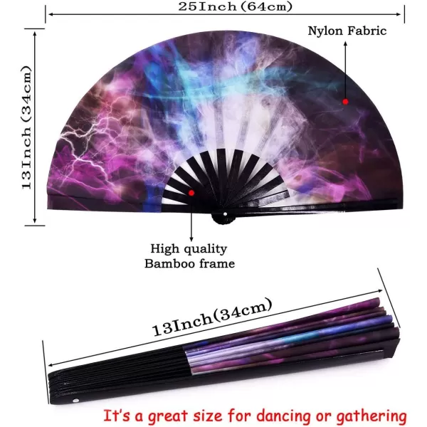 Amajiji Large Folding Fans Rave Festival Accessories for WomenMen ChineaseJapanese Bamboo and NylonCloth Perform Fan Hand Fan Gift Fan Craft Fan Dance Fan AM2Am3