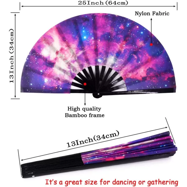 Amajiji Large Folding Fans Rave Festival Accessories for WomenMen ChineaseJapanese Bamboo and NylonCloth Perform Fan Hand Fan Gift Fan Craft Fan Dance Fan AM2Am6