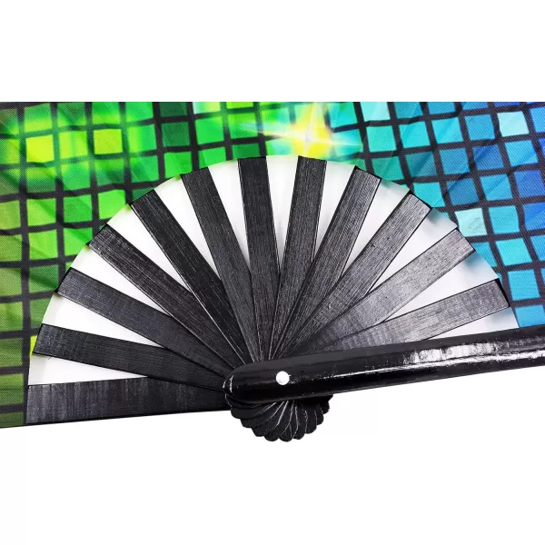 Amajiji Large Folding Hand Rave Fan Clack Fans for WomenMen ChineaseJapanese Bamboo and NylonCloth Hand held Folding Fan Hand Fan Festival Fan Gift Fan Craft Fan Dance Fan Carnival ightsCarnival ights