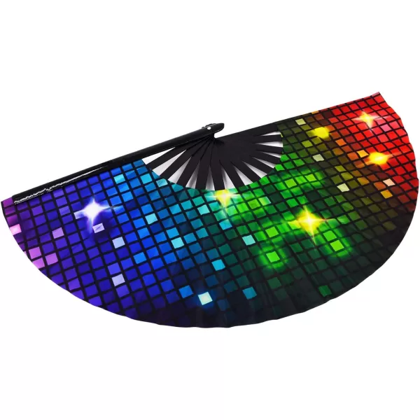 Amajiji Large Folding Hand Rave Fan Clack Fans for WomenMen ChineaseJapanese Bamboo and NylonCloth Hand held Folding Fan Hand Fan Festival Fan Gift Fan Craft Fan Dance Fan Carnival ightsCarnival ights