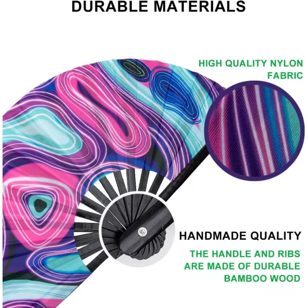 Amajiji Large Folding Hand Rave Fan for WomenMen ChineaseJapanese Bamboo and NylonCloth Folding Hand Fan Hand Fan Festival Fan Gift Fan Craft Fan Folding Fan Dance FanDisco Bass