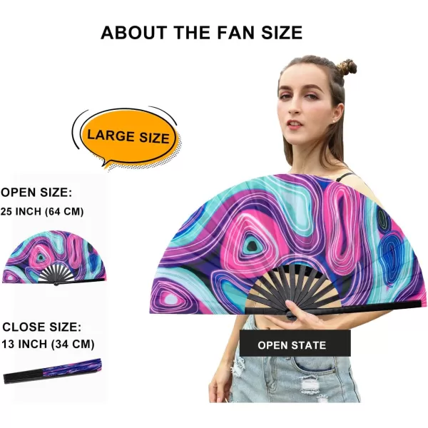 Amajiji Large Folding Hand Rave Fan for WomenMen ChineaseJapanese Bamboo and NylonCloth Folding Hand Fan Hand Fan Festival Fan Gift Fan Craft Fan Folding Fan Dance Fan Disco BassDisco Bass