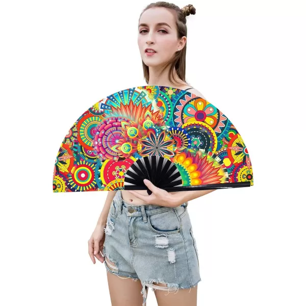 Amajiji Large Folding Hand Rave Fan for WomenMen ChineaseJapanese Bamboo and NylonCloth Folding Hand Fan Hand Fan Festival Fan Gift Fan Craft Fan Folding Fan Dance Fan Disco BassDream lower