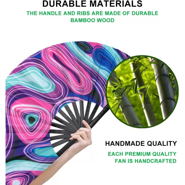 Amajiji Large Folding Hand Rave Fan for WomenMen ChineaseJapanese Bamboo and NylonCloth Folding Hand Fan Hand Fan Festival Fan Gift Fan Craft Fan Folding Fan Dance FanDisco Bass
