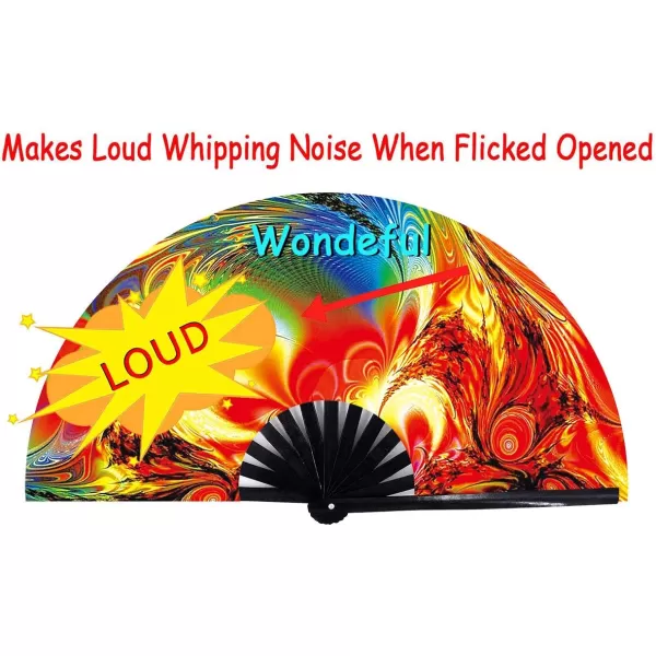 Amajiji Large Folding Hand Rave Fan for WomenMen ChineaseJapanese Bamboo and NylonCloth Folding Hand Fan Hand Fan Festival Fan Gift Fan Craft Fan Folding Fan Dance Fan Disco BassSunset