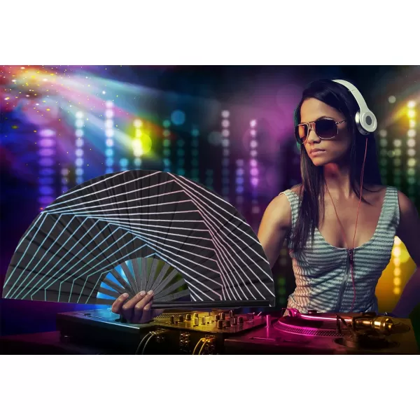 Amajiji Large Folding Hand Rave Fan for WomenMen ChineaseJapanese Bamboo and NylonCloth Folding Hand Fan Hand Fan Festival Fan Gift Fan Craft Fan Folding Fan Dance FanIllusion Trippy