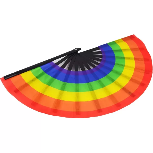 Amajiji Large Folding Hand Rave Fan for WomenMen ChineaseJapanese Bamboo and NylonCloth Folding Hand Fan Hand Fan Festival Fan Gift Fan Craft Fan Folding Fan Dance Fan Disco BassRainbow