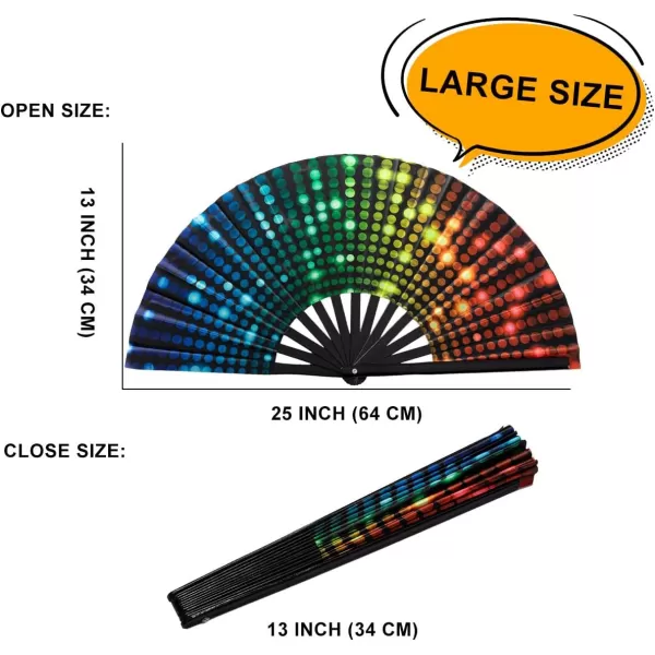 Amajiji Large Folding Hand Rave Fan for WomenMen ChineaseJapanese Bamboo and NylonCloth Folding Hand Fan Hand Fan Festival Fan Gift Fan Craft Fan Folding Fan Dance FanDj Lighting