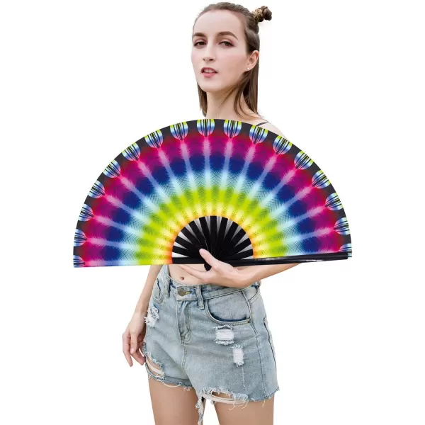 Amajiji Large Folding Hand Rave Fan for WomenMen ChineaseJapanese Bamboo and NylonCloth Folding Hand Fan Hand Fan Festival Fan Gift Fan Craft Fan Folding Fan Dance Fan Disco Bassperture