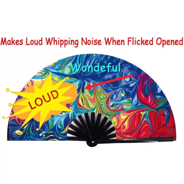 Amajiji Large Folding Hand Rave Fan for WomenMen ChineaseJapanese Bamboo and NylonCloth Folding Hand Fan Hand Fan Festival Fan Gift Fan Craft Fan Folding Fan Dance FanIce ire