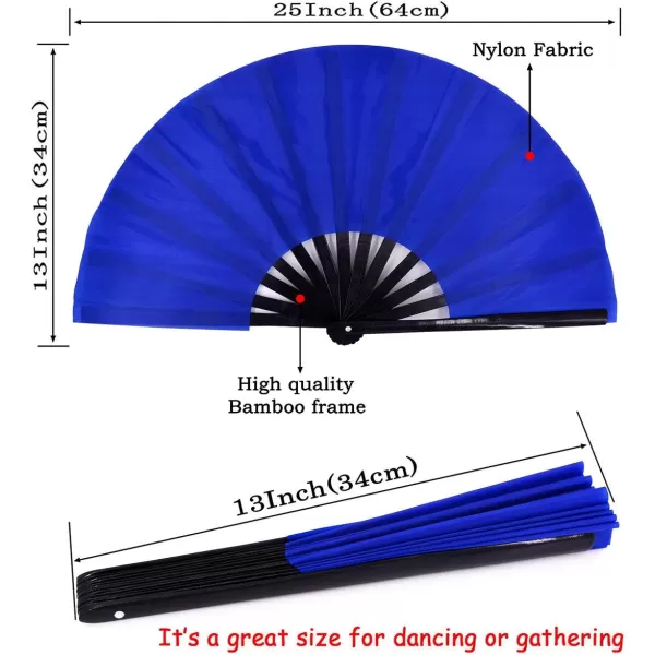Amajiji Large Folding Hand Rave Fan for WomenMen ChineaseJapanese Bamboo and NylonCloth Folding Hand Fan for Performance Festival Events Gift Craft Dance Decorations BlackBlue