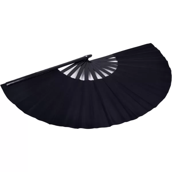 Amajiji Large Folding Hand Rave Fan for WomenMen ChineaseJapanese Bamboo and NylonCloth Folding Hand Fan for Performance Festival Events Gift Craft Dance Decorations BlackBlack