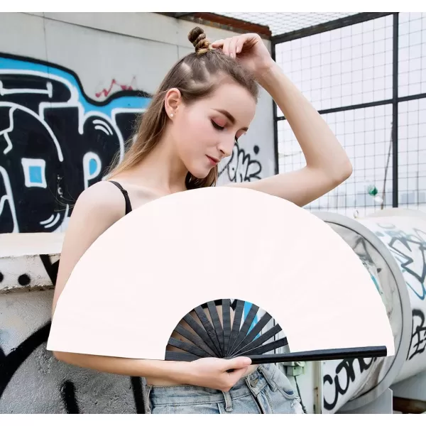 Amajiji Large Folding Hand Rave Fan for WomenMen ChineaseJapanese Bamboo and NylonCloth Folding Hand Fan for Performance Festival Events Gift Craft Dance Decorations BlackWhite1
