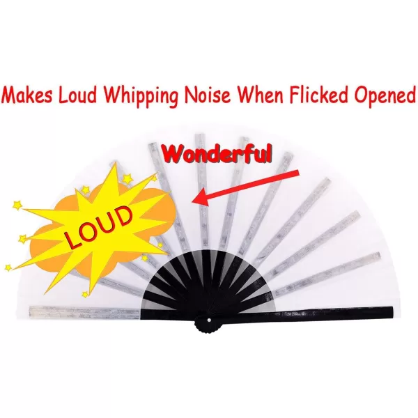Amajiji Large Folding Hand Rave Fan for WomenMen ChineaseJapanese Bamboo and NylonCloth Folding Hand Fan for Performance Festival Events Gift Craft Dance Decorations BlackWhite1